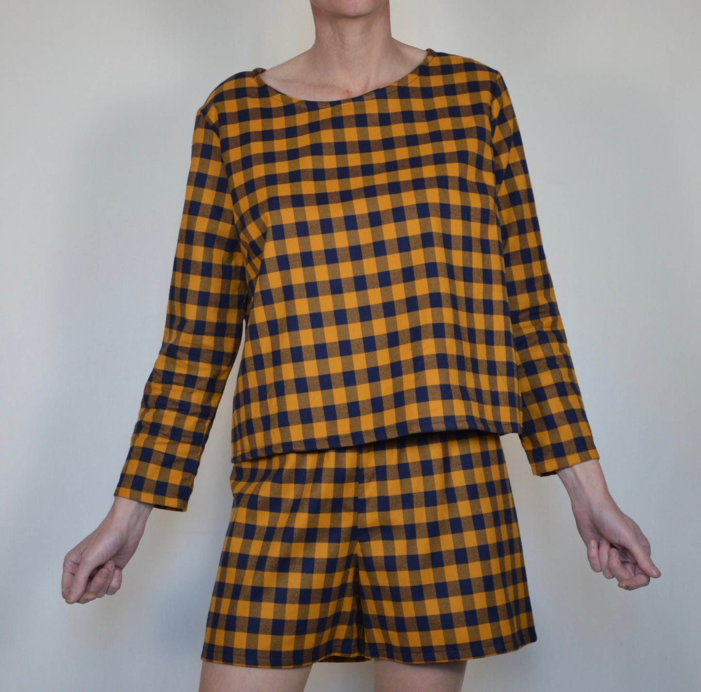 Maglia Cloe quadro blu e giallo