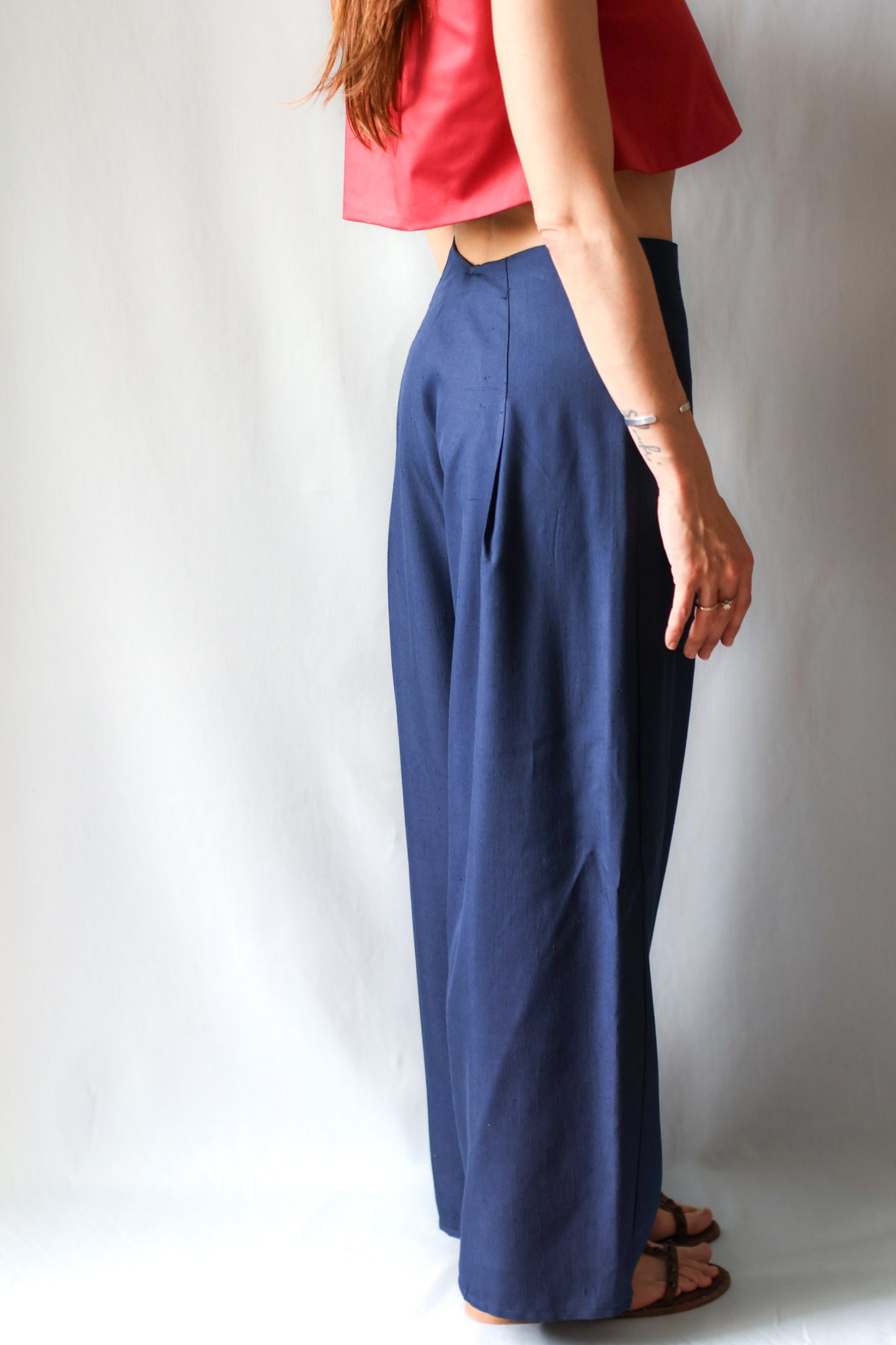 Pantalone Ester Seta Blu