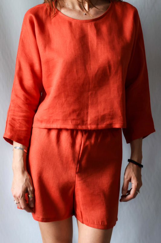 Pantaloncino Marino Lino arancione
