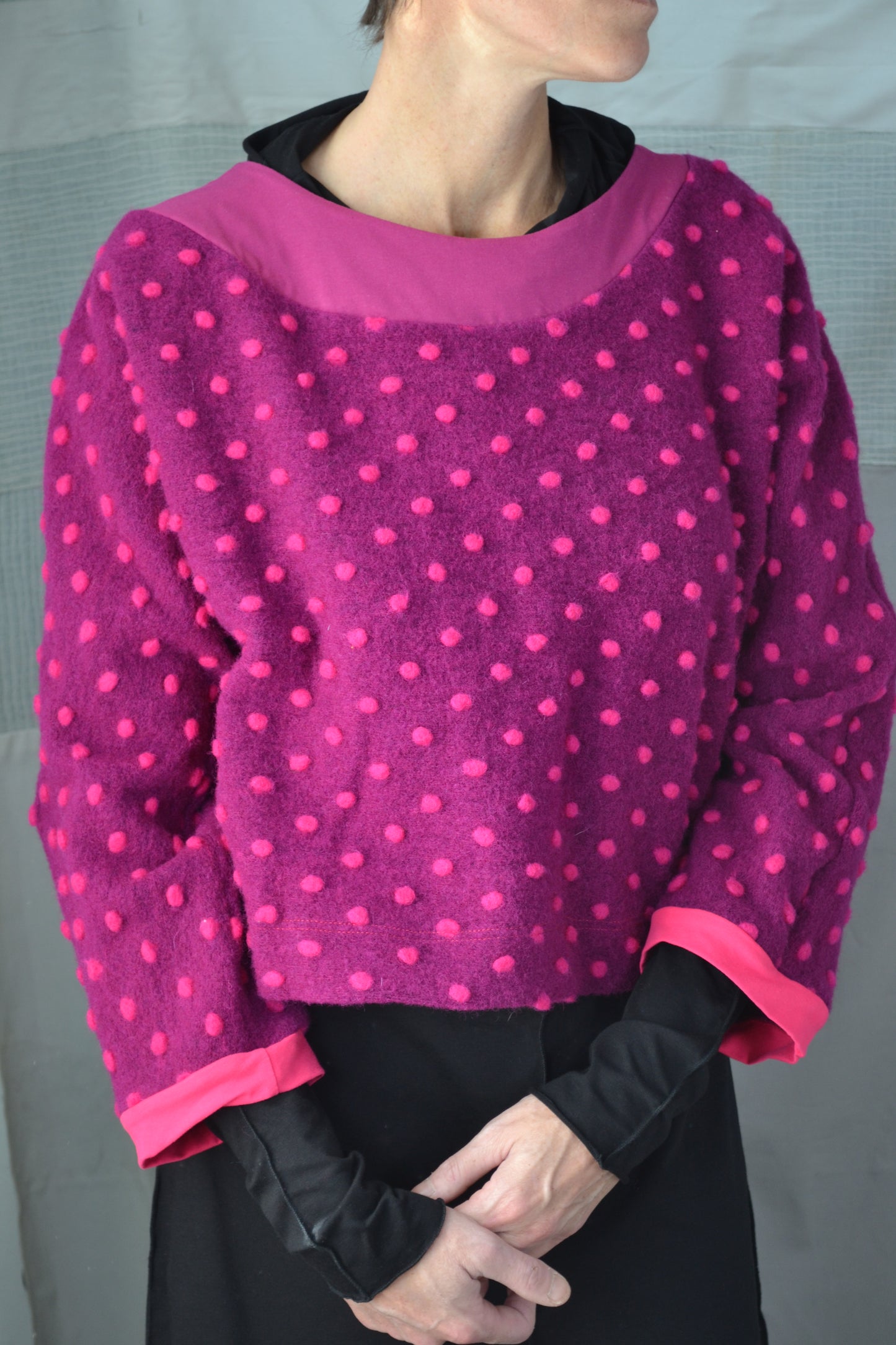 Maglia Bruna fucsia lana pois